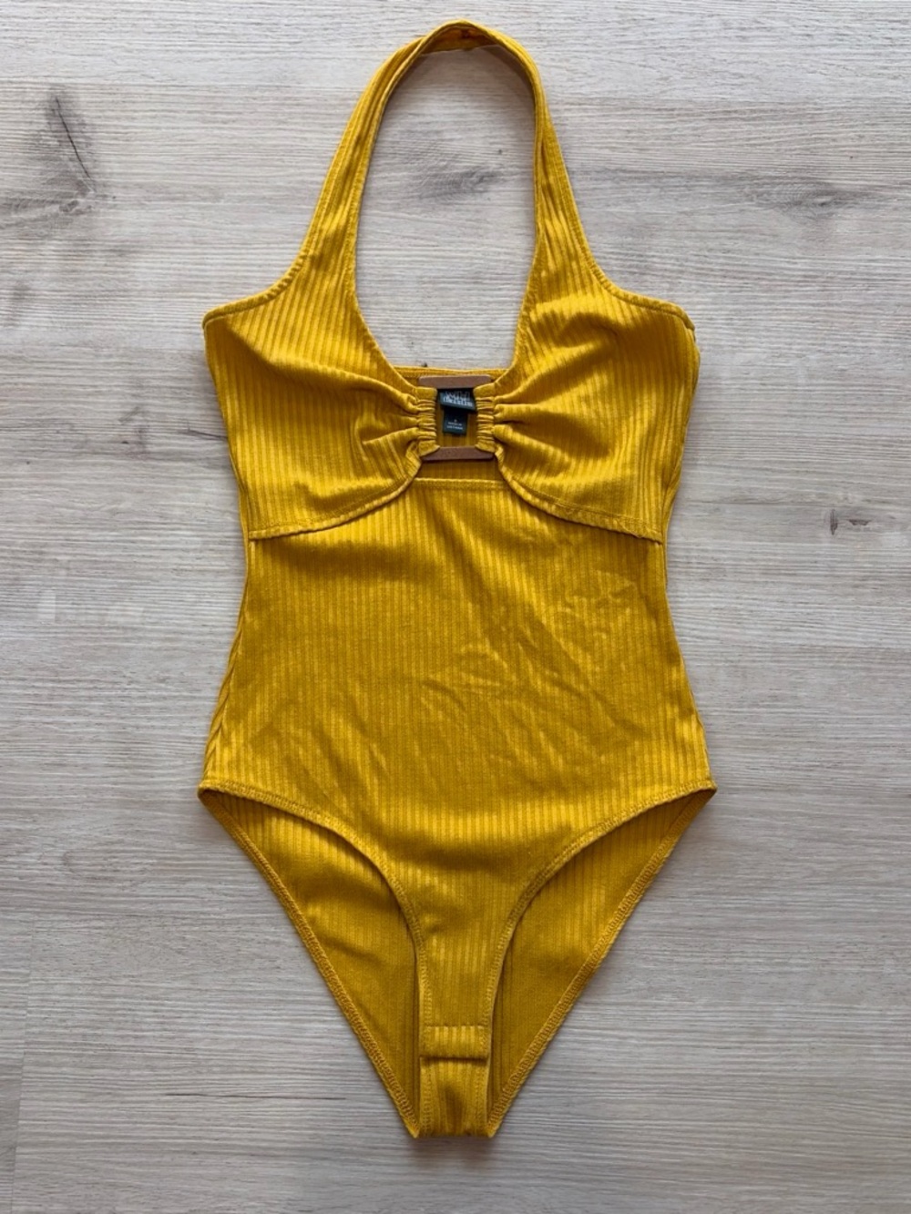 Yellow Ribbed bodysuit- Halter Style
